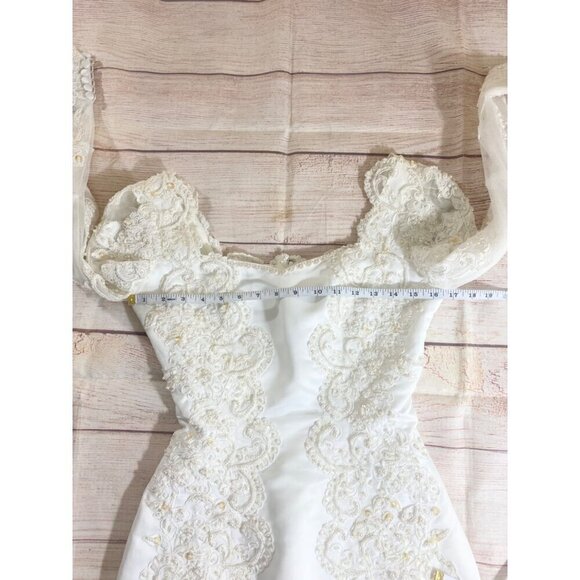 Gloria Vanderbilt Women's Vintage Beaded Wedding Dress W/Detachable Train - 6 - Picture 6 of 17